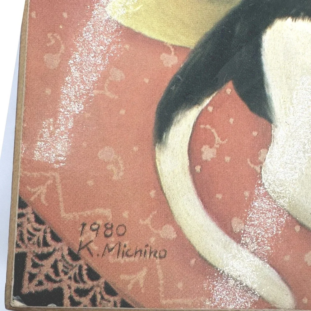 Signed Vintage 1980 K Michiko Musical Jewelry Box Cats Memory Song Japan B352/A